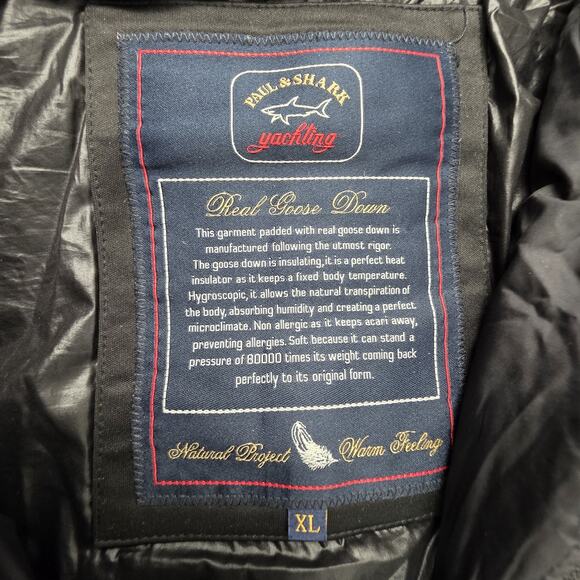 Paul & Shark Yachting Goose Down Puffer Jacket Size XL Mens Black Streetwear Y2K - Picture 7 of 11